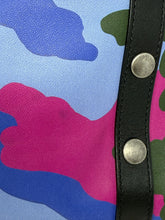 Load image into Gallery viewer, Moschino Blue Pink Black Camo Print Leather Tote Bag
