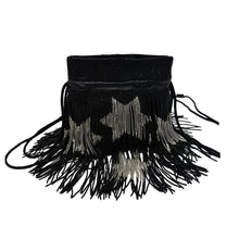 Load image into Gallery viewer, Saint Laurent Black & Silver Beaded Star Fringe Bucket Evening Bag