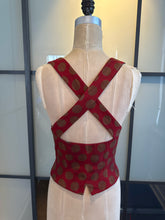 Load image into Gallery viewer, Moschino Red & Taupe Polka Dot Criss Cross Vest