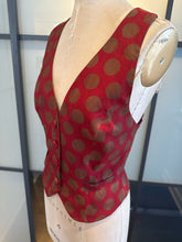 Load image into Gallery viewer, Moschino Red & Taupe Polka Dot Criss Cross Vest