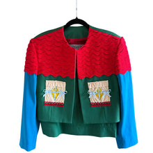 Load image into Gallery viewer, Moschino Cheap & Chic Green & Red Wool House Curtains Skirt Suit