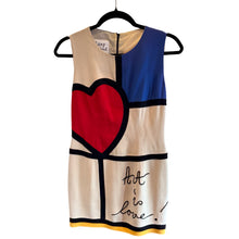 Load image into Gallery viewer, Moschino Cheap & Chic Blue & Ivory Art Is Love Sheath Dress