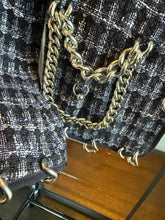 Load image into Gallery viewer, Moschino Navy & White Houndstooth Silver Chain Link Jacket