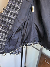 Load image into Gallery viewer, Moschino Navy & White Houndstooth Silver Chain Link Jacket