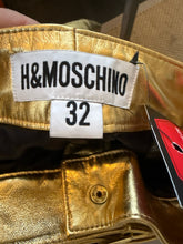 Load image into Gallery viewer, Moschino x H&M Size 0 Gold Leather Moto Pants