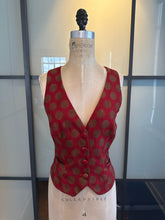 Load image into Gallery viewer, Moschino Red & Taupe Polka Dot Criss Cross Vest