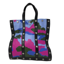 Load image into Gallery viewer, Moschino Blue Pink Black Camo Print Leather Tote Bag