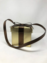 Load image into Gallery viewer, Moschino Brown Gold Leather Gift Box Bag Purse