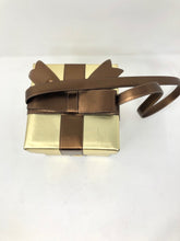 Load image into Gallery viewer, Moschino Brown Gold Leather Gift Box Bag Purse