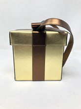 Load image into Gallery viewer, Moschino Brown Gold Leather Gift Box Bag Purse