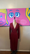 Load image into Gallery viewer, Tom Ford Burgundy V-Neck Long Sleeve  Dress
