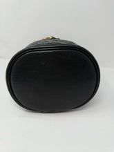Load image into Gallery viewer, Moschino Black Leather Oval Quilted Heart Vanity Bag
