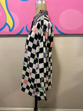 Load image into Gallery viewer, Versus Gianni Versace Size 42 Purple &amp; Black Checkered Blouse
