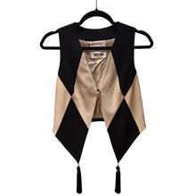 Load image into Gallery viewer, Moschino Cheap &amp; Chic Harlequin Black &amp; Ivory Tassel Vest
