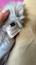 Load image into Gallery viewer, St. John Size S Gray Cashmere Blend Fur Trim Cardigan Sweater
