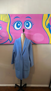 St. John Size S Blue Wool & Angora Coat