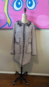 Giambattista Valli Size 46 Taupe & Black Tweed Coat