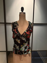 Load image into Gallery viewer, Moschino Size 6 Black &amp; Red Silk Cherry Butterfly Blouse Ruffle
