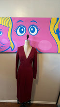 Load image into Gallery viewer, Tom Ford Burgundy V-Neck Long Sleeve  Dress

