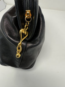 Moschino Black Leather Question Mark Clutch Bag Purse