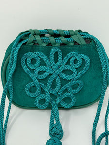 Yves Saint Laurent Green Suede Bucket Evening Bag 1980s
