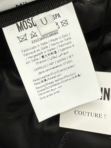 Moschino Gold Logo Black Leather Baseball Cap