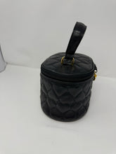 Load image into Gallery viewer, Moschino Black Leather Oval Quilted Heart Vanity Bag
