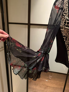Moschino Couture Black Floral Corset With Floral Sleeves