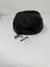 Load image into Gallery viewer, Moschino Gold Logo Black Leather Baseball Cap
