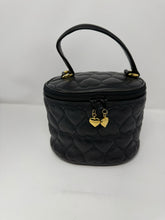 Load image into Gallery viewer, Moschino Black Leather Oval Quilted Heart Vanity Bag
