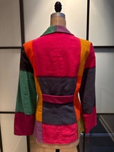 Load image into Gallery viewer, Moschino Pink Green Black Moleskin Blazer Color Block Jacket
