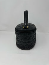 Load image into Gallery viewer, Moschino Black Leather Oval Quilted Heart Vanity Bag
