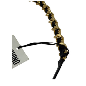 Moschino Gold Metal Chain Black Leather Belt