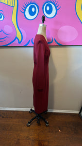 Tom Ford Burgundy V-Neck Long Sleeve  Dress