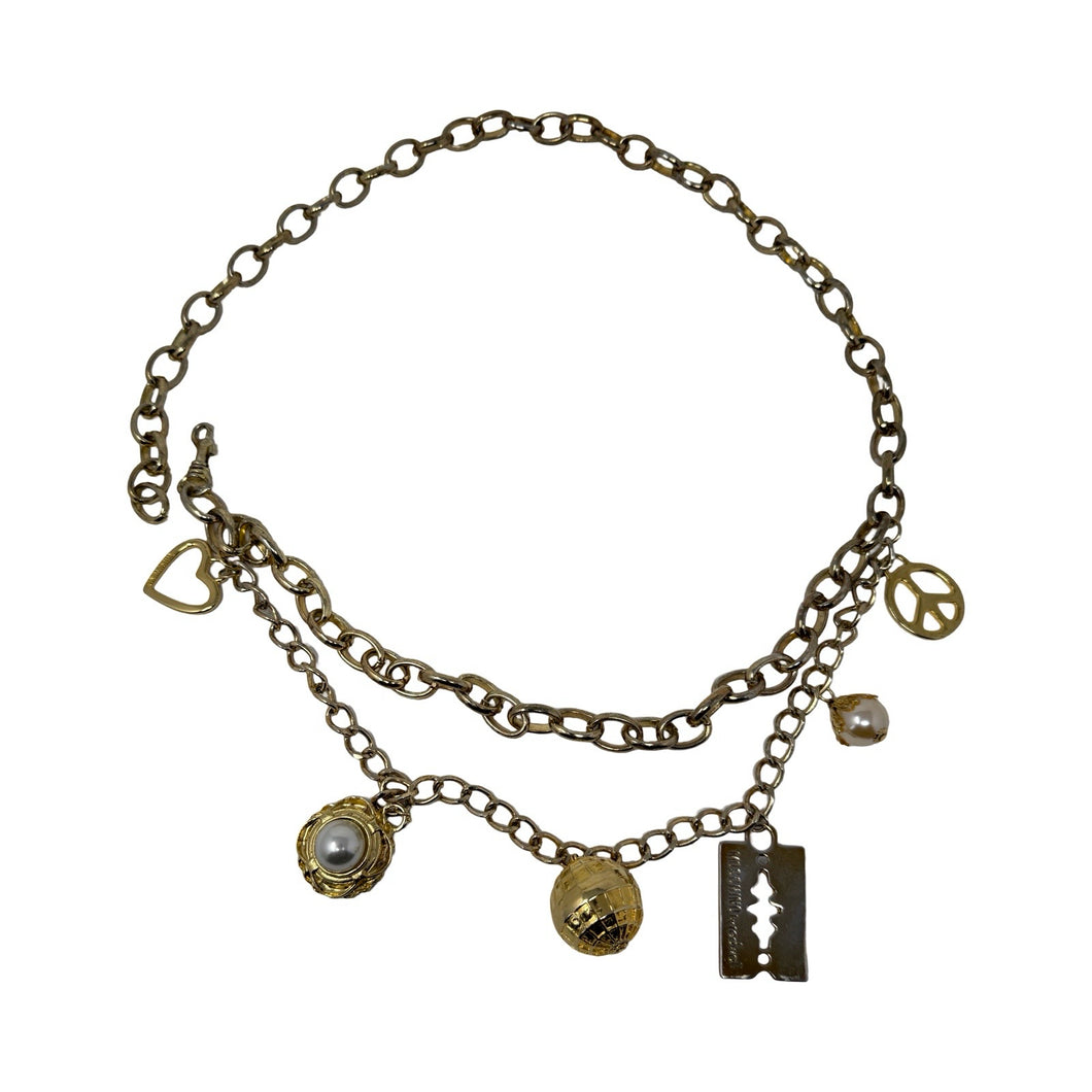 Moschino Gold Chain Charm Heart Belt