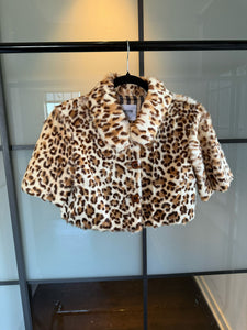 Moschino Cheap & Chic Tan Goat Fur Cropped Short Sleeve Jacket