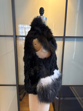 Load image into Gallery viewer, Adrienne Landau Size S Black &amp; White Fox Rabbit Lamb Fur Vest
