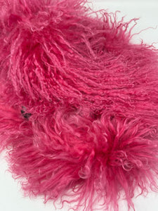 Moschino Fuschia Mongolian Lam Fur Wrap