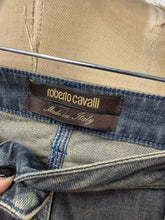 Load image into Gallery viewer, Roberto Cavalli Size 38 Blue Silver Skinny Jeans
