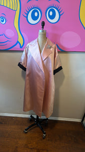 St. John Size P Pink & Black Satin Short Sleeve Barbie Coat