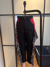 Load image into Gallery viewer, Moschino Black &amp; Red Ruffle Trim Cropped Pants

