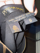 Load image into Gallery viewer, Donna Karan Black Wool Crepe Gold Leather Trim Dress
