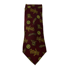 Load image into Gallery viewer, Moschino Brown, Burgundy,Yellow Silk Smiley Face Bear Neck Tie
