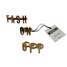 Load image into Gallery viewer, Moschino Gold Fashion Fash On Fash Off  Kunckle Rings Set of 3
