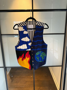 Moschino Cheap & Chic Blue & Black Fire Air Water Earth Vest
