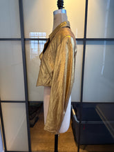 Load image into Gallery viewer, Donna Karan Gold Leather Sz 8 Cropped Bomber Biker Jacket Vintage
