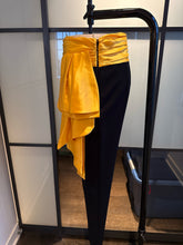 Load image into Gallery viewer, Moschino Black &amp; Yellow Satin Bow Pants

