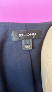 St. John Size 4 Navy & White Silk & Polyester Coat