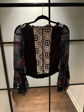 Load image into Gallery viewer, Moschino Couture Black Floral Corset With Floral Sleeves

