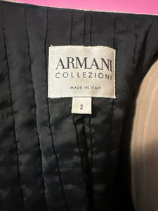 Giorgio Armani Size 2 Cream & Black Wool & Silk Blend Velvet Trim Jacket